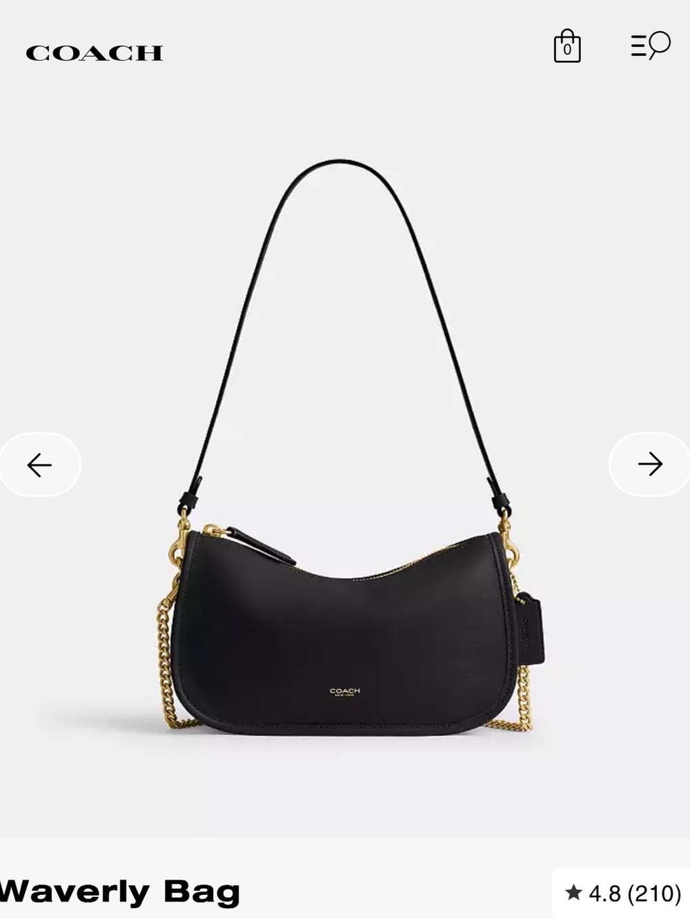 Coach Black Leather Shoulder Bag with Gold Hardware